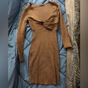 Elegant Brown Knit Dress